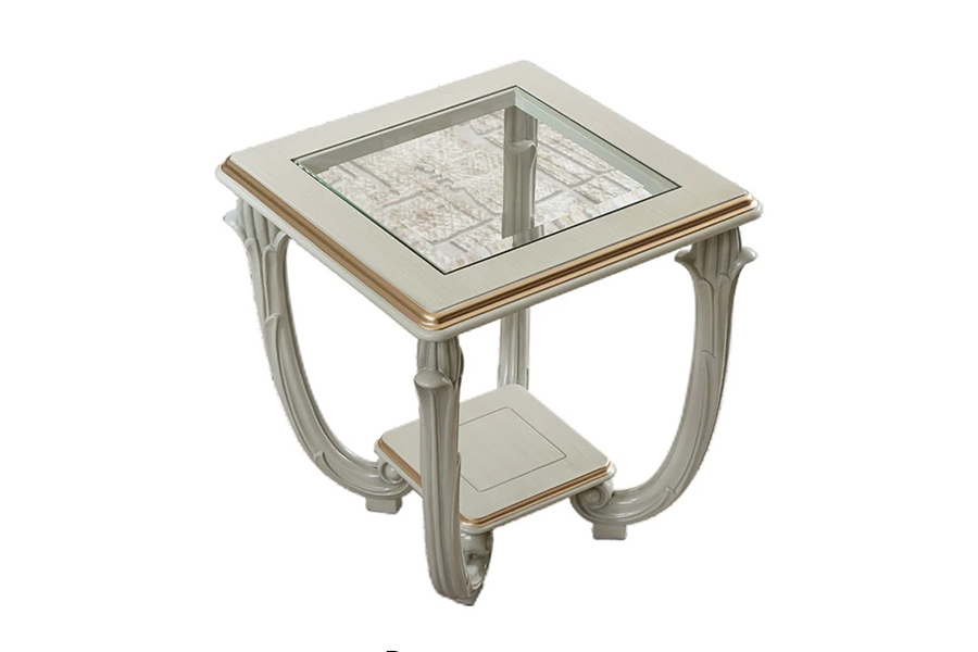 European-style solid wood carved coffee table classical living room sofa side table